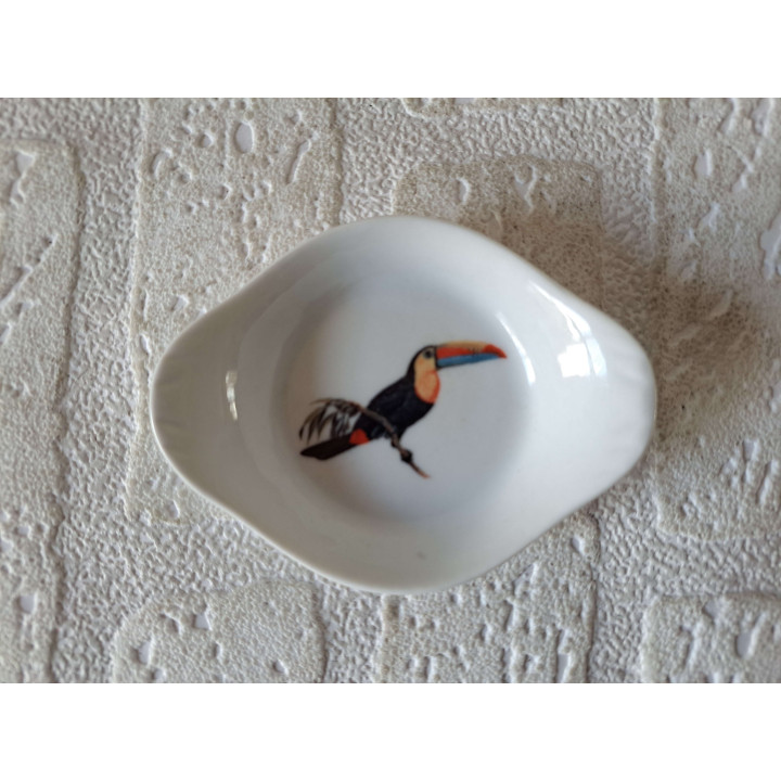 Amuseschaal met Toekan vogel, porselein 9x7x2cm - handgemaakt