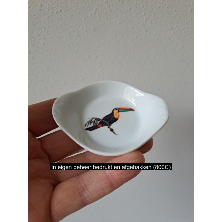 Amuseschaal met Toekan vogel, porselein 9x7x2cm