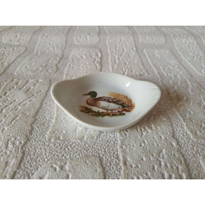 Amuseschaal met wilde eend vogel, porselein 9x7x2cm - handgemaakt