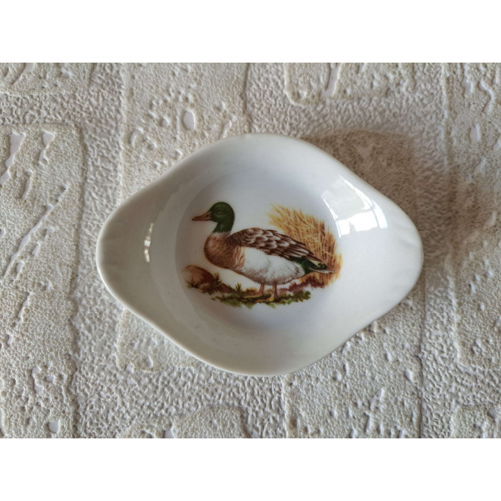 Amuseschaal met wilde eend vogel, porselein 9x7x2cm - handgemaakt