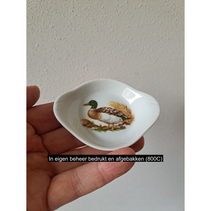 Amuseschaal met wilde eend vogel, porselein 9x7x2cm