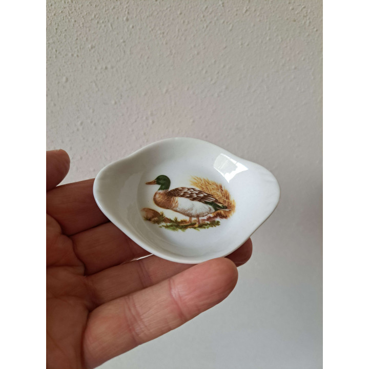 Amuseschaal met wilde eend vogel, porselein 9x7x2cm - handgemaakt