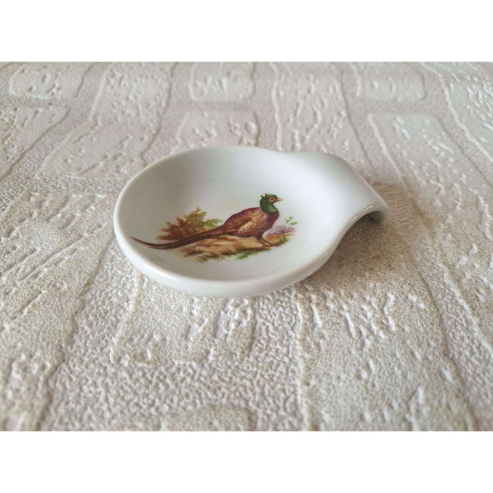 Amuseschaal met fazant vogel, porselein 9x7x2cm - handgemaakt