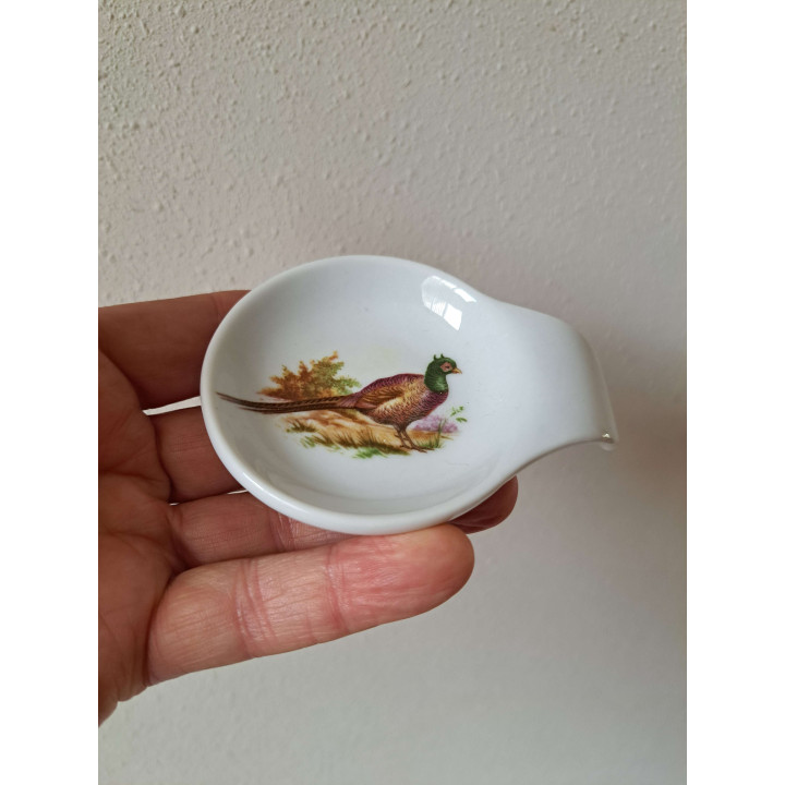 Amuseschaal met fazant vogel, porselein 9x7x2cm - handgemaakt