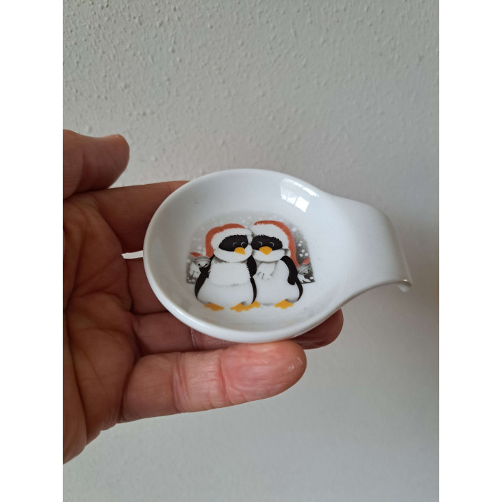 Amuseschaal Pinguins Muts Porselein 9x7x2cm - Winter Design