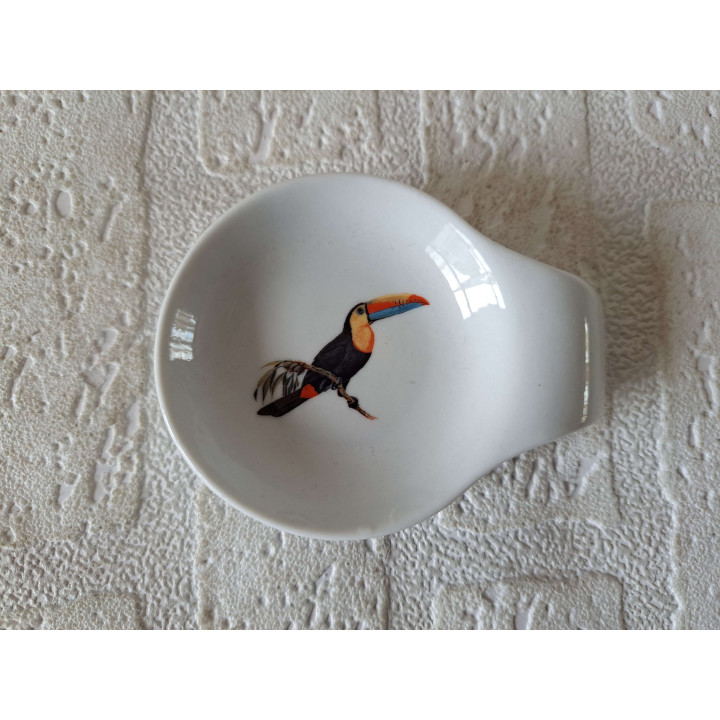 Amuseschaal met Toekan vogel, porselein 9x7x2cm - handgemaakt