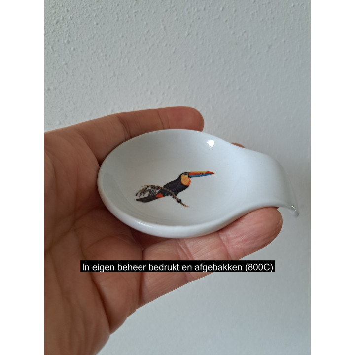 Amuseschaal met Toekan vogel, porselein 9x7x2cm