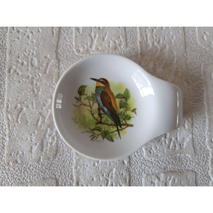 Amuseschaal met Bijeneter vogel, porselein 9x7x2cm - handgemaakt