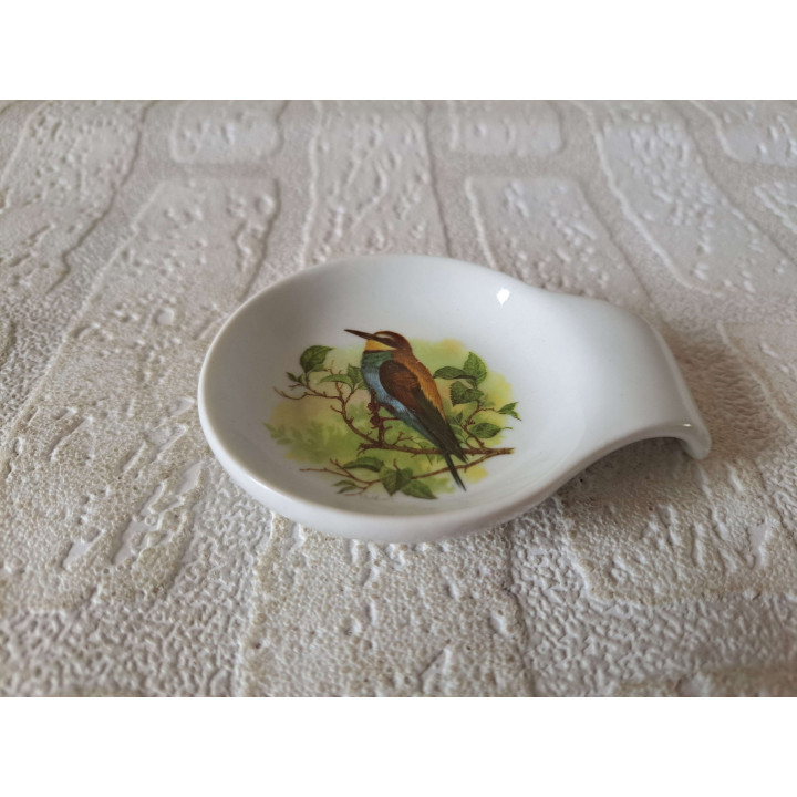 Amuseschaal met Bijeneter vogel, porselein 9x7x2cm - handgemaakt