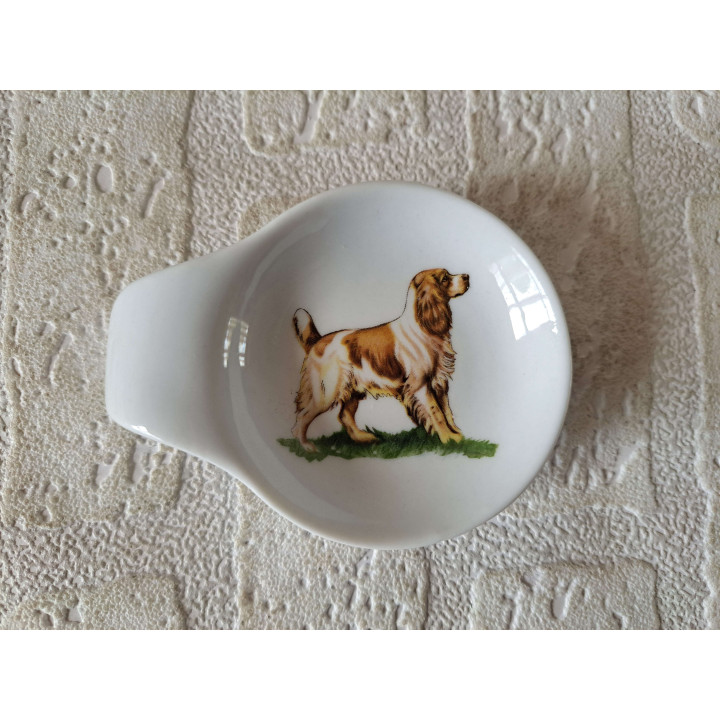 Amuseschaal met springer Spaniel hond porselein 9x7x2cm - handgemaakt