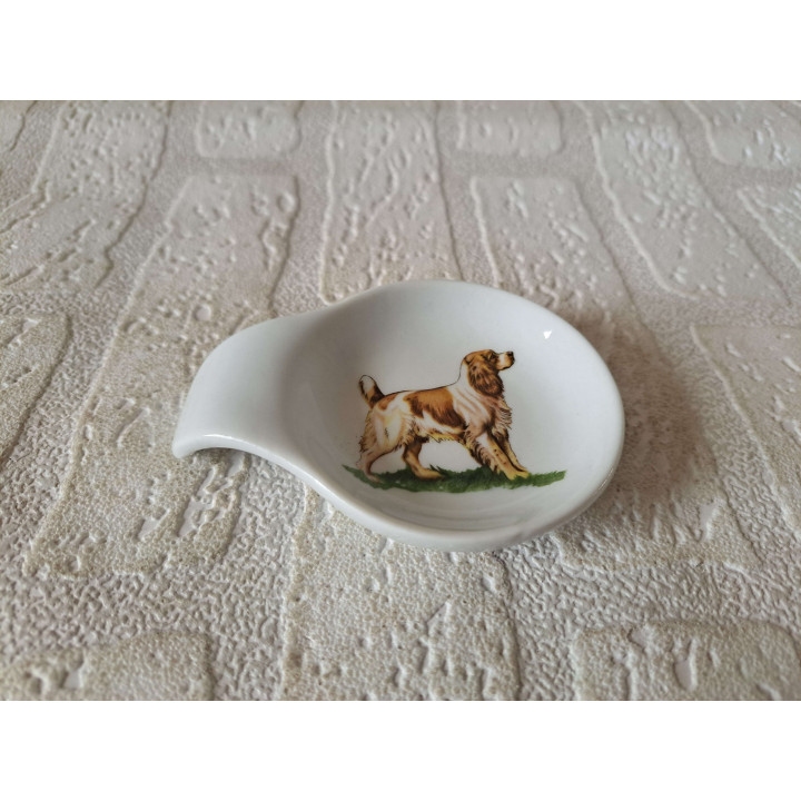 Amuseschaal met springer Spaniel hond porselein 9x7x2cm - handgemaakt