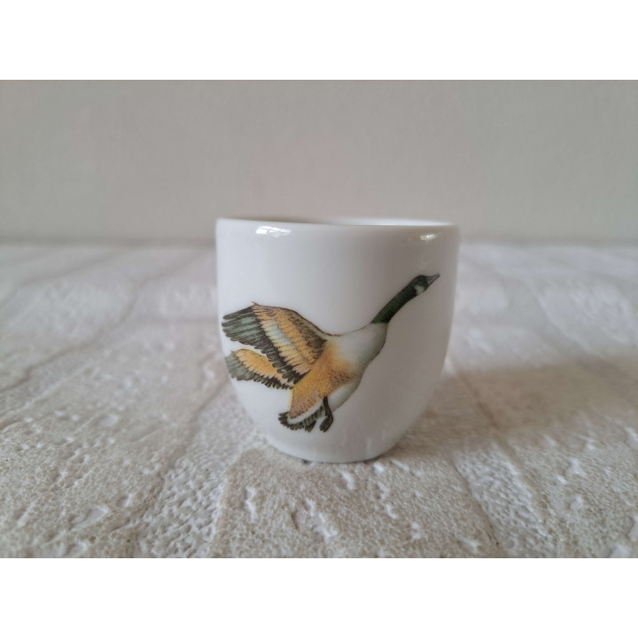 Eierdopje met wilde eend vogel, porselein D4.5xH4.5cm vrouw - handgemaakt