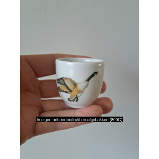 Eierdopje met wilde eend vogel, porselein D4.5xH4.5cm vrouw