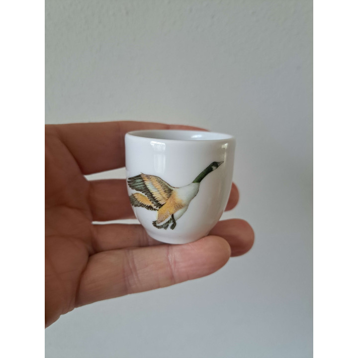 Eierdopje met wilde eend vogel, porselein D4.5xH4.5cm vrouw - handgemaakt