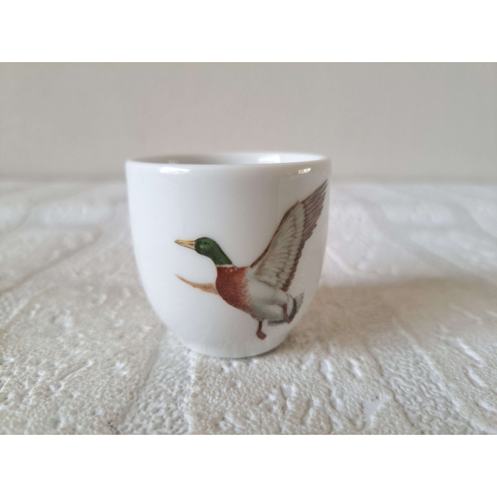 Eierdopje met wilde eend vogel, porselein D4.5xH4.5cm man - handgemaakt