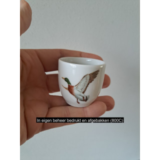 Eierdopje met wilde eend vogel, porselein D4.5xH4.5cm man