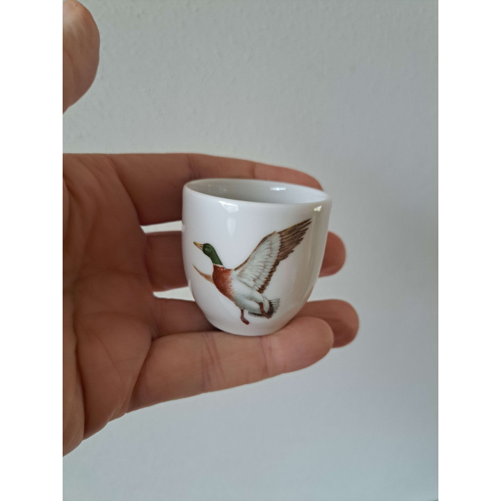 Eierdopje met wilde eend vogel, porselein D4.5xH4.5cm man - handgemaakt