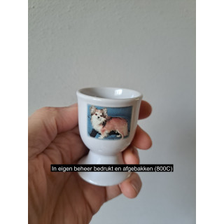 Eierdopje met Chihuahua  hond, porselein D5xH7cm