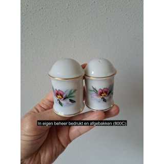 Orchidee bloem peper en zoutstel, porselein D4.5xH7cm