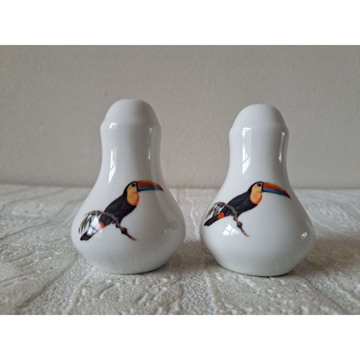 Toekan vogel peper en zoutstel, porselein D5xH8cm - peper en zoutstellen