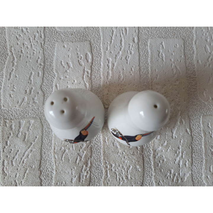 Toekan vogel peper en zoutstel, porselein D5xH8cm - peper en zoutstellen