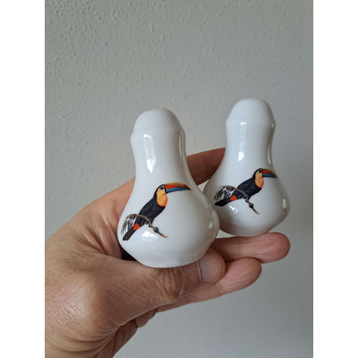 Toekan vogel peper en zoutstel, porselein D5xH8cm - peper en zoutstellen