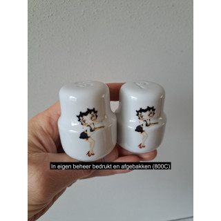 Betty Boop tekenfilm peper en zoutstel, porselein D5xH6cm