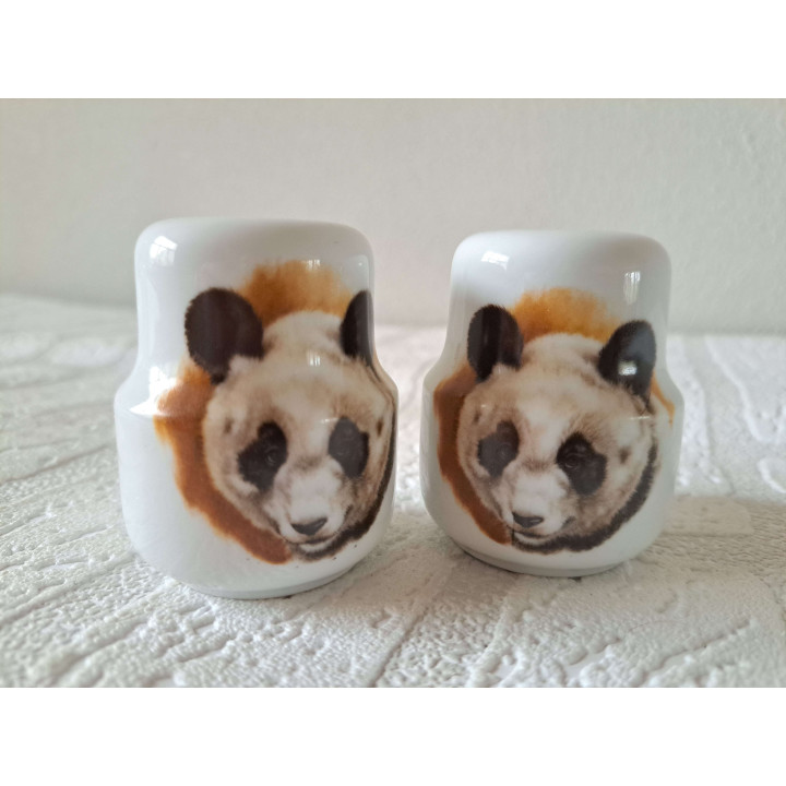 Panda beer peper en zoutstel, porselein D5xH6cm - peper en zoutstellen