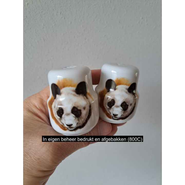 Panda beer peper en zoutstel, porselein D5xH6cm