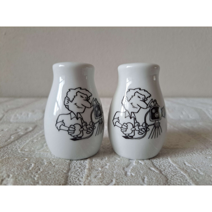 Fotograaf peper en zoutstel, porselein D4xH6cm - peper en zoutstellen