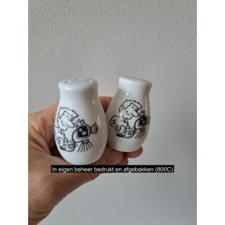 Fotograaf peper en zoutstel, porselein D4xH6cm