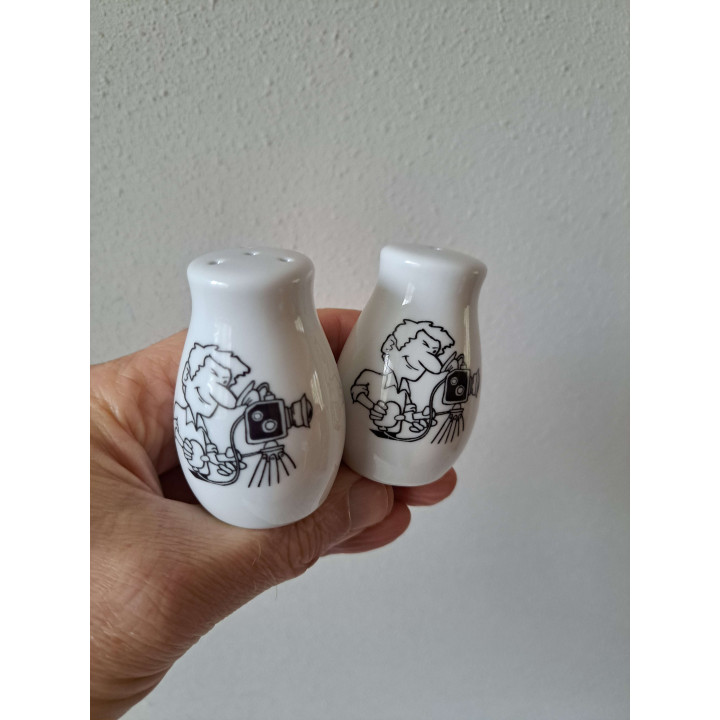 Fotograaf peper en zoutstel, porselein D4xH6cm - peper en zoutstellen