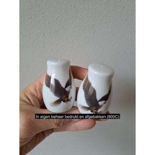 Adelaar vogel peper en zoutstel, porselein D4xH6cm