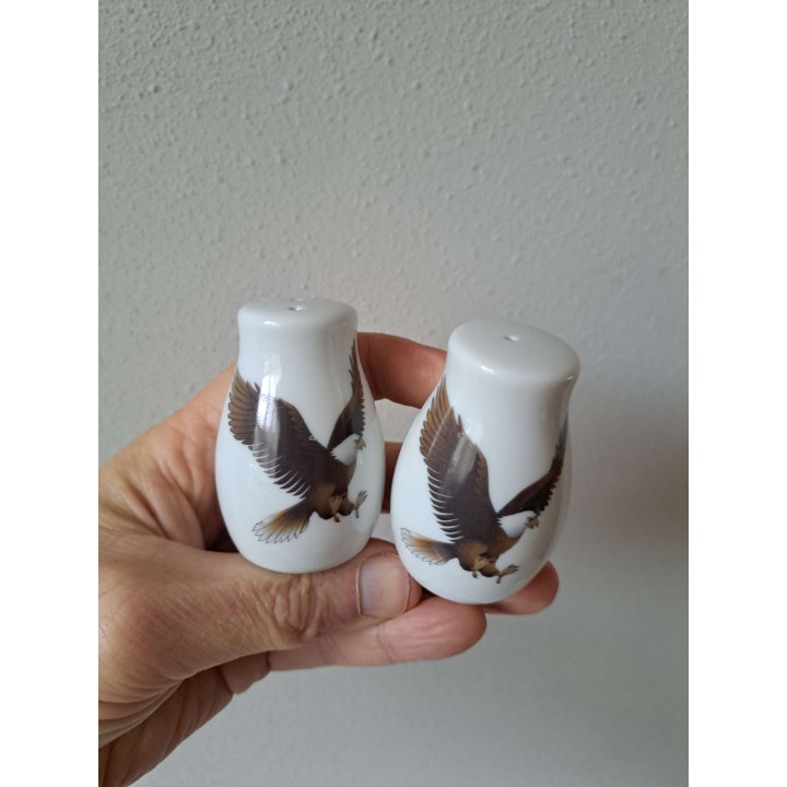 Eagle Bird Pepper Salt Set Porcelain D4xH6cm - Powerful Design
