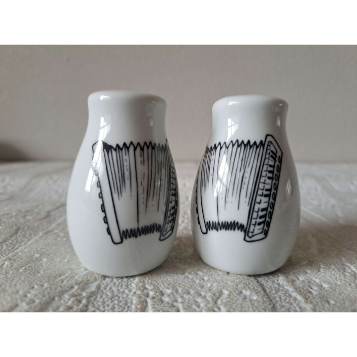 Accordeon peper en zoutstel, porselein D4xH6cm - peper en zoutstellen