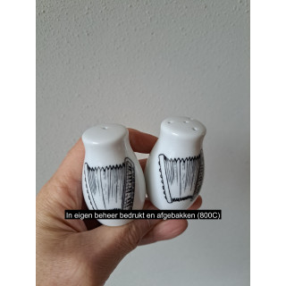 Accordeon peper en zoutstel, porselein D4xH6cm