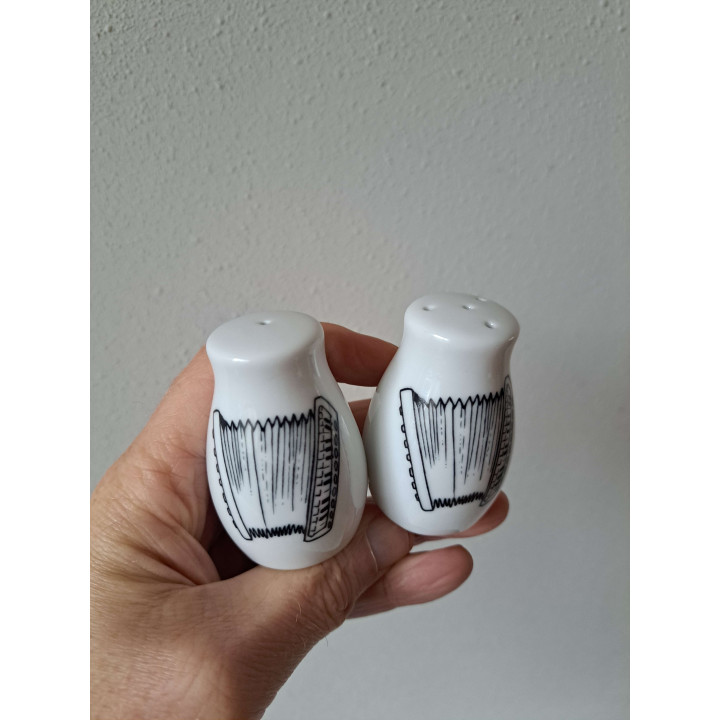 Accordeon peper en zoutstel, porselein D4xH6cm - peper en zoutstellen