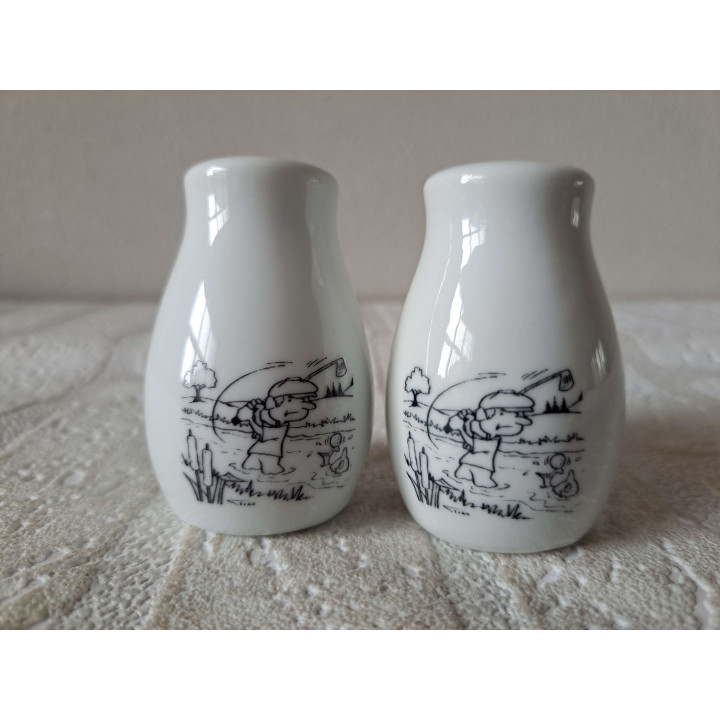 Golfspeler peper en zoutstel, porselein D4xH6cm - peper en zoutstellen