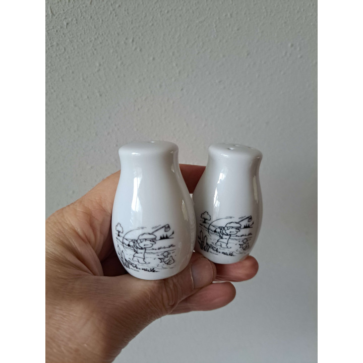 Golfspeler peper en zoutstel, porselein D4xH6cm - peper en zoutstellen