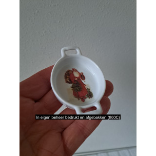 Amuseschaaltje kerstman en kerstboom, Porselein 8.5x6x2cm