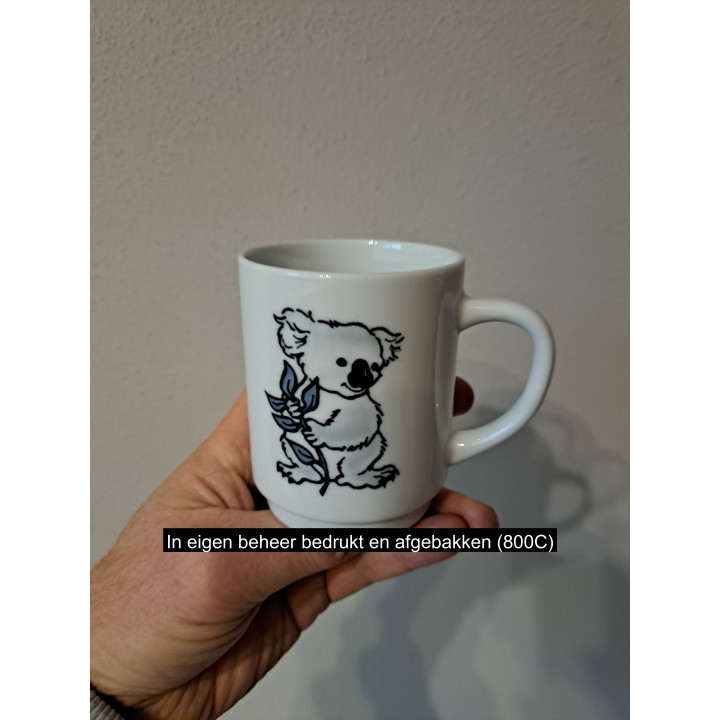Mok beker met koalabeer tekening, Porselein D7xH9m