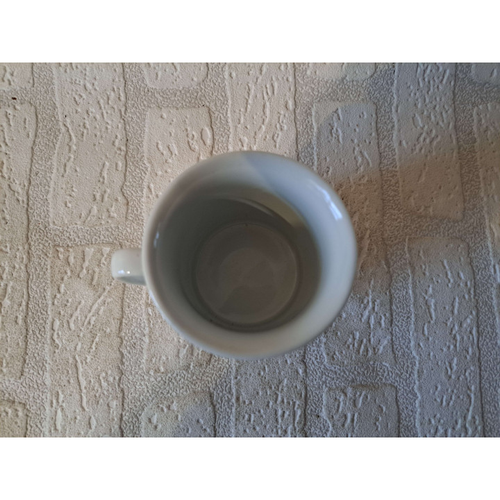 Mok beker met dobbelstenen tekening, Porselein D7.5xH9.5m - handgemaakt