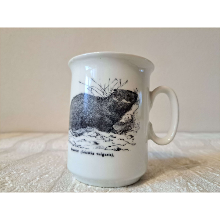 Mok beker met Hamster pentekening, Porselein D7.5xH9.5m - handgemaakt