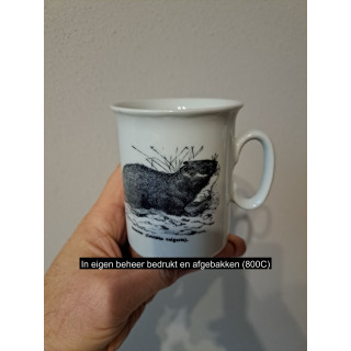 Mok beker met Hamster pentekening, Porselein D7.5xH9.5m