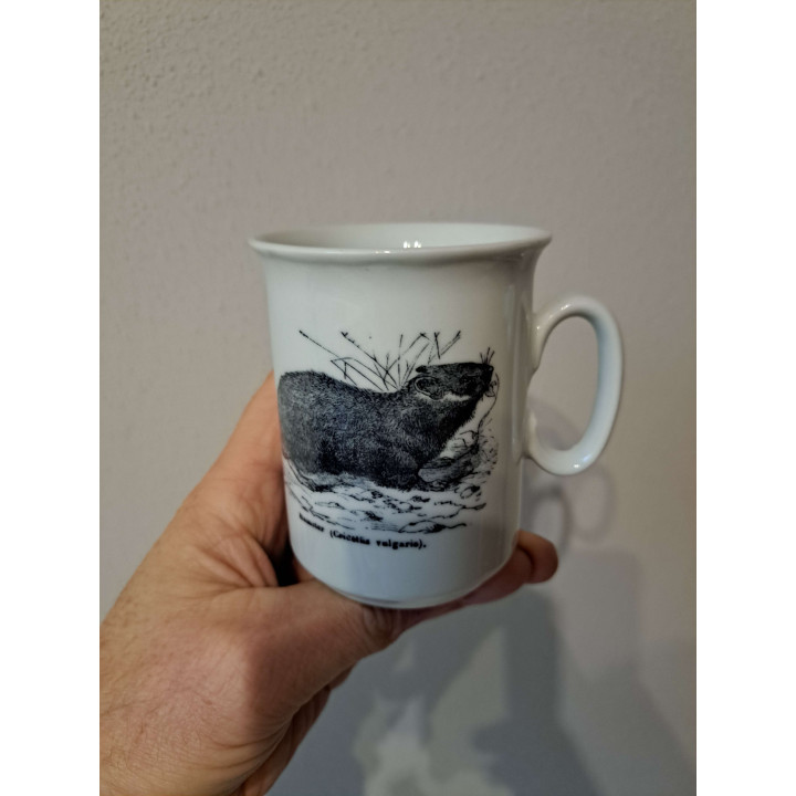 Mok beker met Hamster pentekening, Porselein D7.5xH9.5m - handgemaakt
