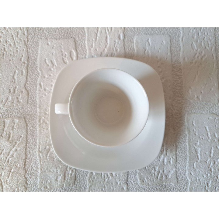 Espresso kop en schotel Alaskan hond porselein 11.5x11.5x6cm - handgemaakt