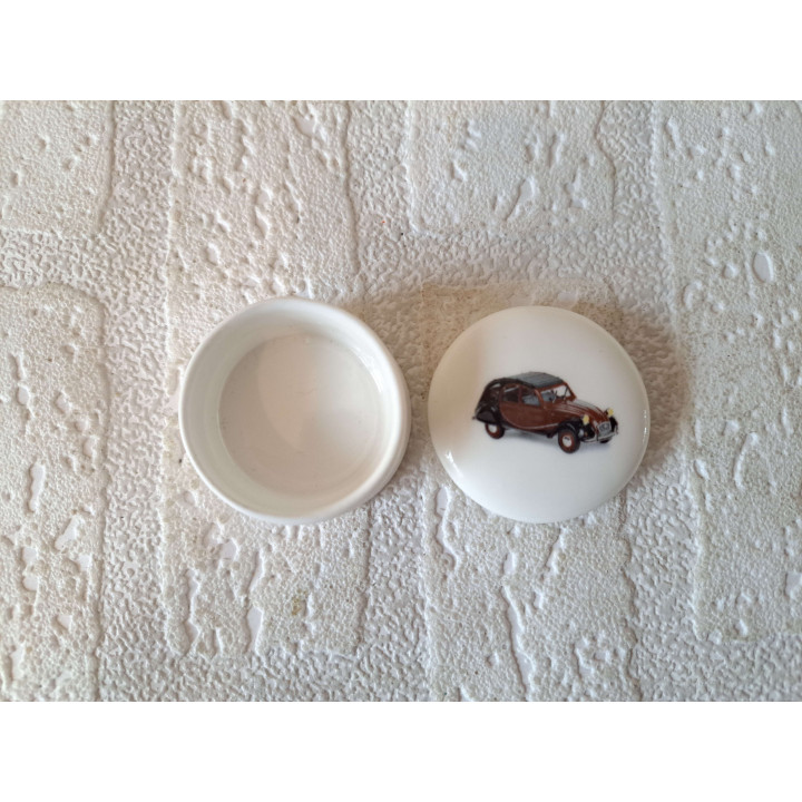 Pillendoosje Citroen 2CV Charleston, porselein D4.5xH2.5cm - handgemaakt