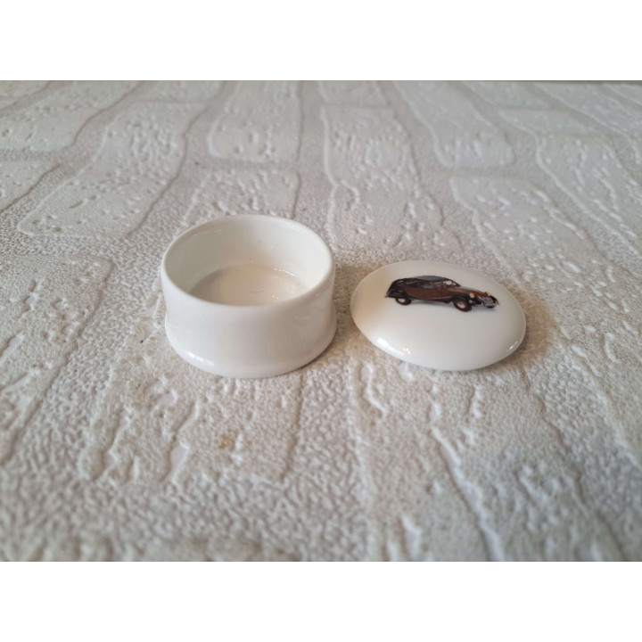 Pillendoosje Citroen 2CV Charleston, porselein D4.5xH2.5cm - handgemaakt