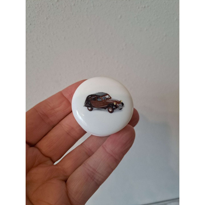 Pillendoosje Citroen 2CV Charleston, porselein D4.5xH2.5cm - handgemaakt