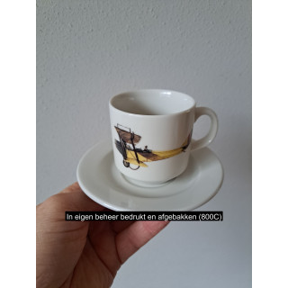 Kop en schotel Curtiss JN4 vliegtuig, porselein D13xH7.5cm